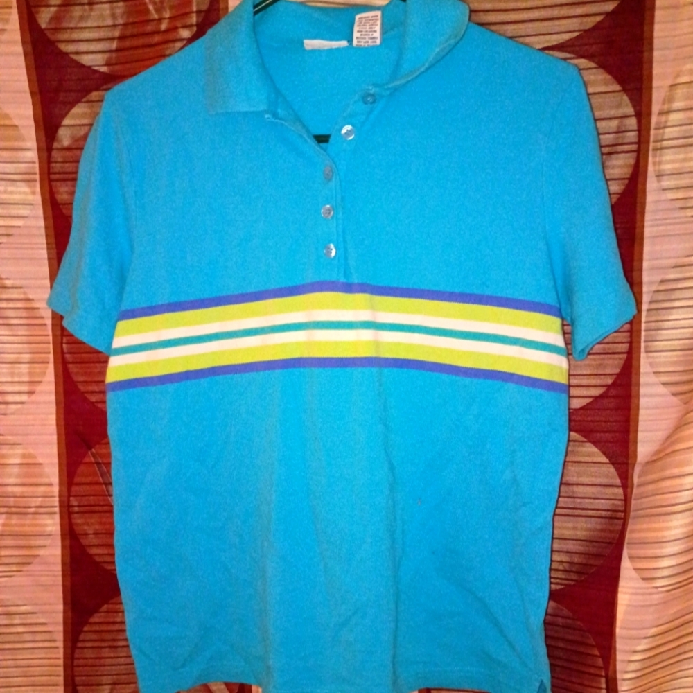 ✨Kim Rogers Blue Yellow Short Sleeve Tee Size S